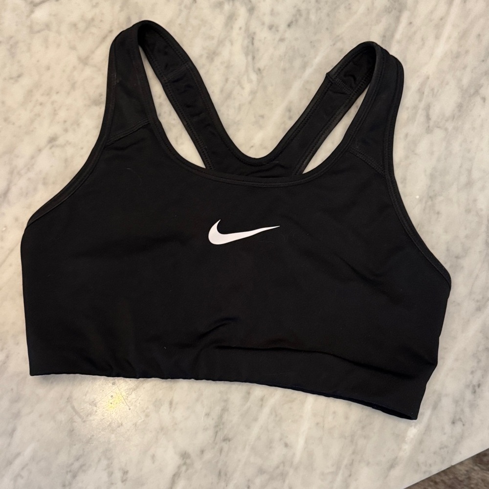 Nike Black Sports Bra with White Swoosh - Racerback